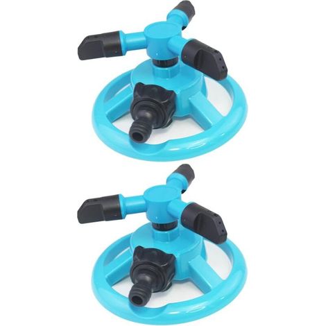 2-teiliger 360°-Rasensprenger, Gartensprenger, automatisch rotierende Düsen, geeignet für die automatische Bewässerung von Rasenflächen, Gärten und Gemüsebeeten (Blau) (1/5)