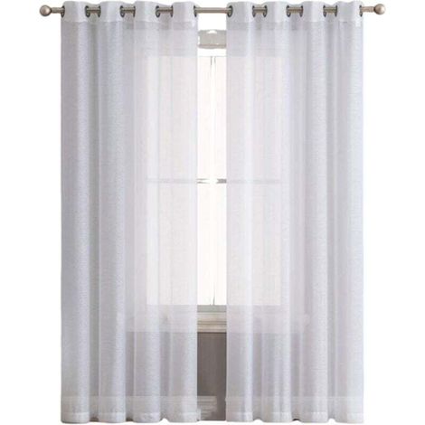 Set di 2 tende trasparenti (134 x 160 cm) – Tulle a doppio strato con occhielli – Tende moderne e delicate per decorazioni bianche (1/4)