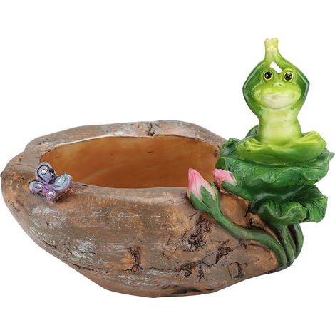Mini-Blumentopf aus Kunstharz, Cartoon-Tier, Tischdekoration, Sukkulente, Yoga-Frosch-Ornament (1/5)