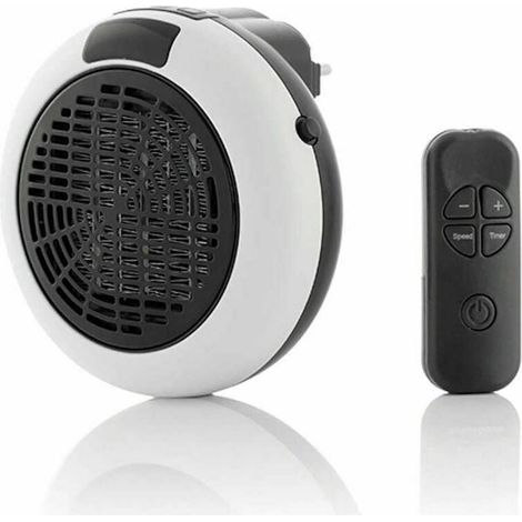 Calefactor eléctrico de pared con enchufe, termostato y temporizador, con control remoto, para salón, dormitorio y oficina, de cerámica, 600 W, color blanco (1/5)