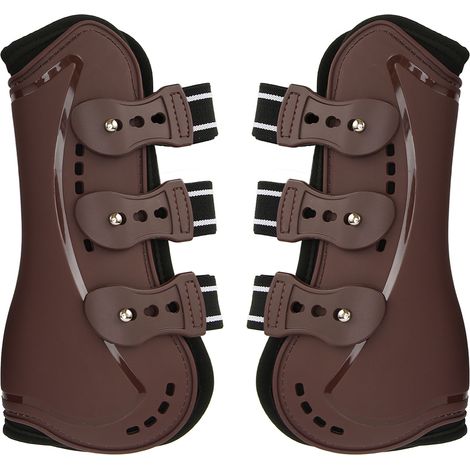 Bottes de jambe avant de cheval respirantes et résistantes aux chocs, protection antidérapante pour l'entraînement, le saut et l'équitation, marron L (1/5)