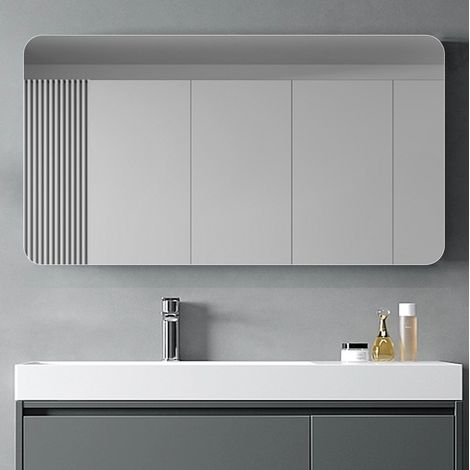Miroir de salle de bain 90x70 cm en verre argenté sans cadre, mural gain de place – MEUBLIV (1/5)
