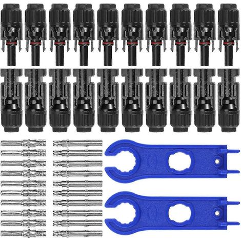 Solarpanel Stecker 10 Paar Solarstecker Mnnlich Weiblich Solarpanel Kabelstecker Photovoltaik Steckverbinder Ip67 Mit 2pcs Schraubenschlüssel (1/5)