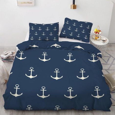 Bettwäsche-Set 135x200 cm 4-teilig Mikrofaser Anker Motiv mit Reißverschluss