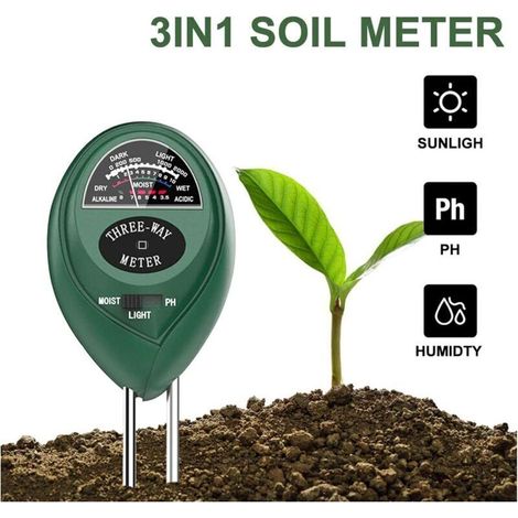 Testeur de Sol 3 en 1, Testeur de pH de Sol, Humidimètre de Sol, Testeur de Intensité Lumineuse de Sol, Testeur de Sol 3 en 1 pour Jardin et l'agriculture (Pas Besoin de Batterie)-Fei Yu (1/3)