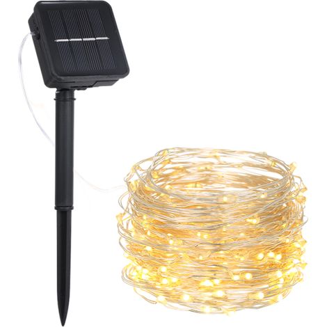 Guirlande Solaire 6W – 10m, 100 LED Cuivre – 8 Modes, IP65 – Blanc Chaud – Jardin, Terrasse, Noël, Fêtes (1/5)