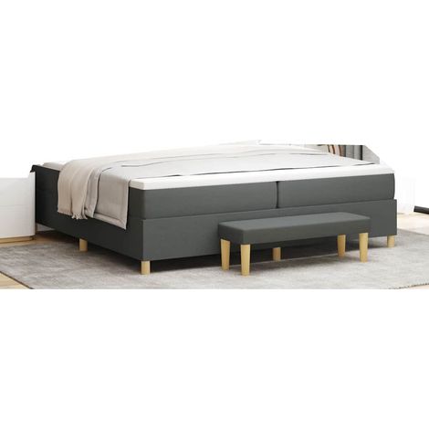 vidaXL Cama tipo Box Spring con cabecera Gris oscuro 200 x 200 cm tela (1/5)