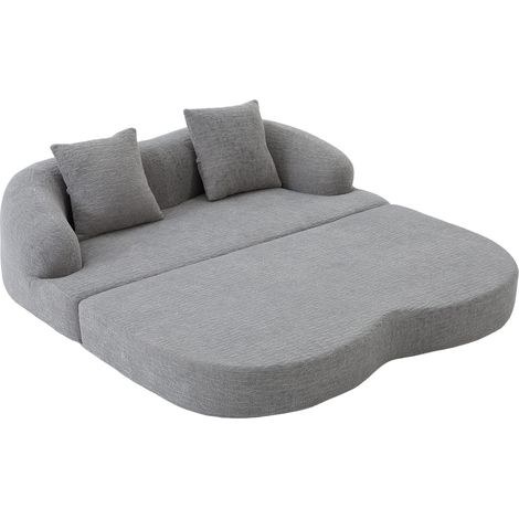 ELVMI Schlafsofa 2-Sitzer mit Schlaffunktion und 2 Kissen für Wohnzimmer aus Chenille Hellgrau (1/5)
