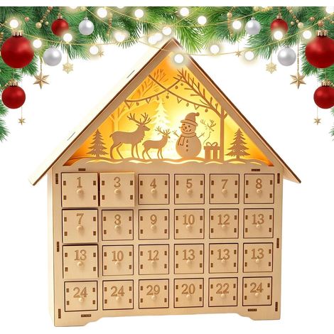 Calendario dell'Avvento in legno vuoto da 24 giorni con luci (1/5)
