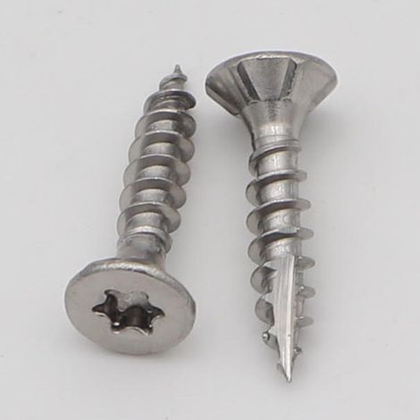Vis bois TEKOR Inox A2 Tête fraisée Cranté TORX T25 5X20 Filetage total Pointe antifendage type 17 - 100 pièces (1/5)