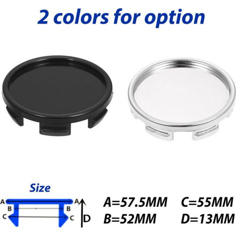 Lot de 4 cache-moyeux de roue universels ABS de 55 mm