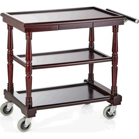 Chariot de service 92 x 50 x 79 cm bois de bouleau plaqué laqué MDF inox - Was Germany (1/2)