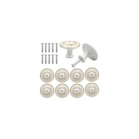Lot de 10 Poignées de Tiroir Vintage Blanches 35mm, Poignées en Laiton pour Armoires de Cuisine et Chambres
