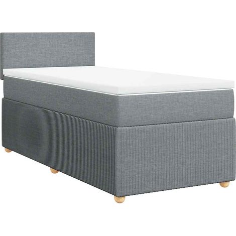 Maison Exclusive - Cama box spring con colchón tela gris claro 10