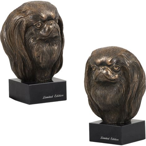 Chin giapponese, Spaniel giapponese - statuetta di cane, busto su base in pietra, scultura, trofeo per una mostra canina del marchio Art-Dog (1/5)