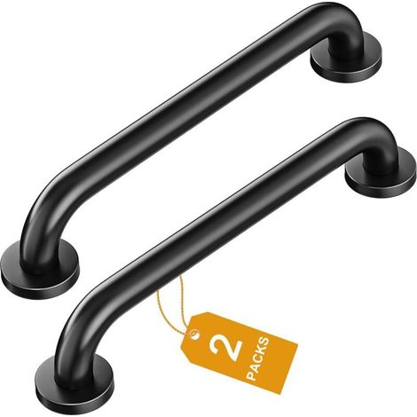2 Pièces Barre D'appui Salle de Bain, Antidérapante en Acier Inox 304 Barre D'appui de Sécurité Noir Huilé Main Courante pour Baignoire WC Cuisine Chambre Douche,30 cm (1/4)
