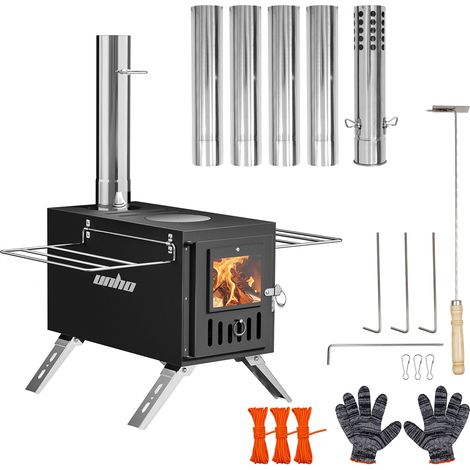 Hot Tent Stove Stainless Steel Wood Burning Camping Stove With Chimney Kit (1/5)
