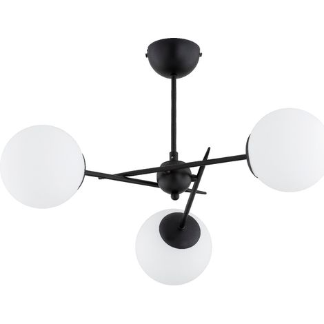 Plafonnier moderne noir globes verre 3xE14 Alfa Primery (1/3)