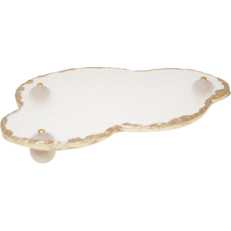 Plateau Décoratif Nuage en Verre et Plastique avec Bordure Dorée 29,5 x 20,5 x 4 cm - PANGIVO (1/3)