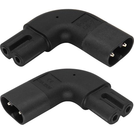 (2-Pack 90 Degrés IEC 320 C7 à C8 AC Adaptateur d'alimentation 10A 125V Droite et à Gauche Coin Figure 8 Convertisseur Polarisé Mâle Female AC pour TV LED(C8 à C9/Gauche-Droite) (1/5)