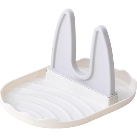Support pour couvercles de casseroles et poêles en plastique, porte-cuillères, organisateur de cuisinière, supports de rangement-White Gray