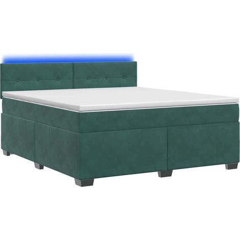Lit de box spring avec matelas et LED Vert foncé 140 x 200 cm vidaXL (1/5)