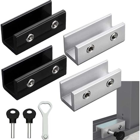 4 Stück Schiebefensterverriegelungen, Türverriegelungen, Schiebefensterverriegelungen, Schiebetürstopper, geeignet für Schiebetüren und Fenster (1/5)