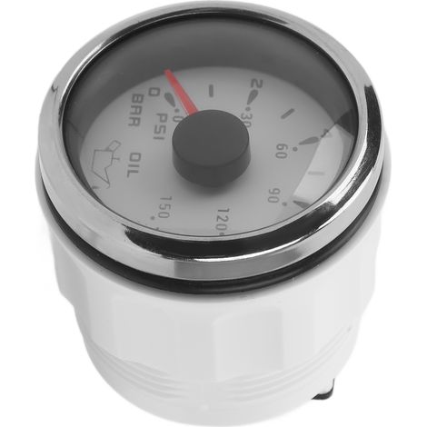 Manomètre de pression d'huile 52 mm / 2 pouces 10-184 Ω Rétroéclairage couleur Réglable Universel pour voitures et bateaux Blanc (1/5)