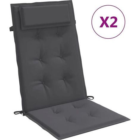Ensemble de deux coussins pour chaise à dossier haut, gris anthracite (1/5)
