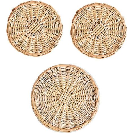Sets de table tissés en plastique imitation rotin, ronds, isolants, lavables, pour la maison, en osier, sous-assiettes. (1/5)