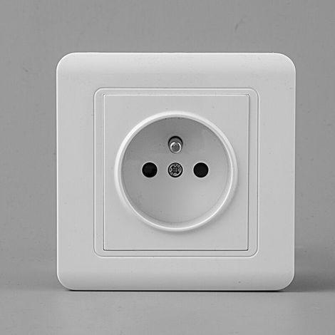 French Socket Panel, Wall Socket, 2P+E Power Outlet with Automatic Terminals, Complete Surface Mounting Kit, White (1/3)