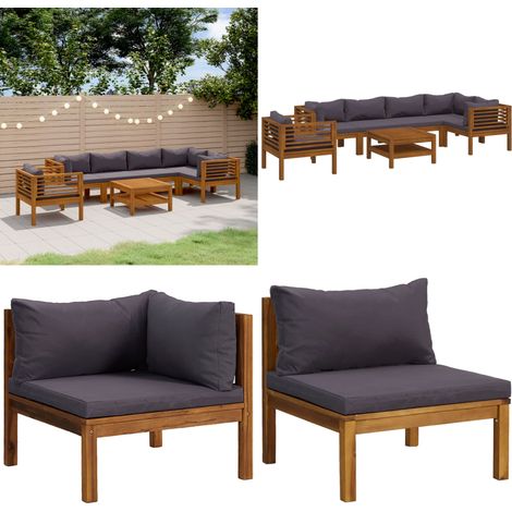 Salon de jardin 7 pcs avec coussin Bois d'acacia solide - salon de jardin -  salon de jardin en bois - Home & Living (1/5)