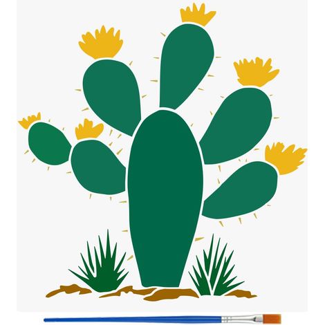 Pochoir de Cactus Du Désert pour la Peinture Avec Pinceau Pochoir de Sable Du Désert 30x30cm Pochoir Plante Creuse Herbe Pochoir Pet à Thème Végétal pour DIY Artisanat Décoration Maison (1/5)