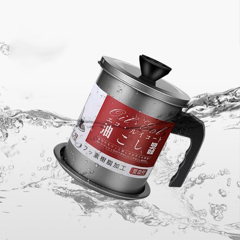 Bidon à huile filtrant en acier inoxydable grande capacité, récipient de stockage des graisses de cuisine pour la cuisson, 1,4 L, petit modèle (1/5)