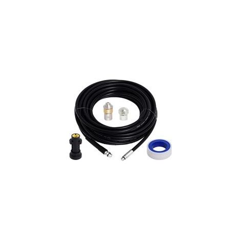 Kit de nettoyage de tuyau d'évacuation pour nettoyeur haute pression avec adaptateur, déboucheur de tube flexible, buse rotative pour nettoyeurs haute pression Karcher，15M (1/5)