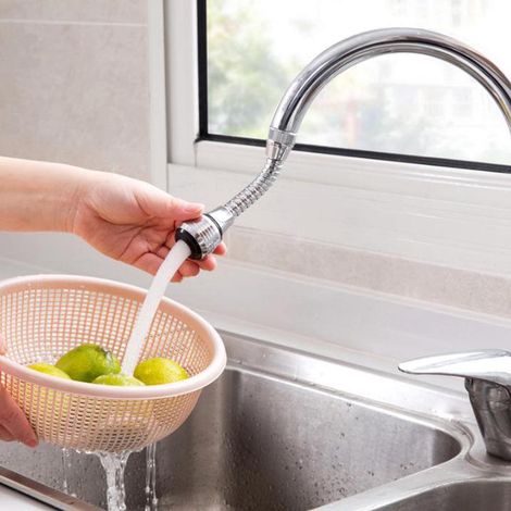Robinet d'évier pivotant 3 pièces, tête de robinet de cuisine orientable 360°, pomme de douche réglable 2 modes avec filtre, aérateur de robinet, rallonge de robinet de cuisine 1 longue et 2 courtes (1/4)