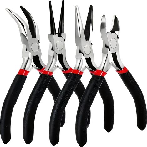 Pince à bijoux, pointes de précision, design ergonomique, 4PC (1/2)