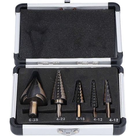 5-teiliges Stufenbohrer-Set, hohe Haltbarkeit, praktischer Einsatzbereich, Lochöffnungswerkzeug, metrisches System