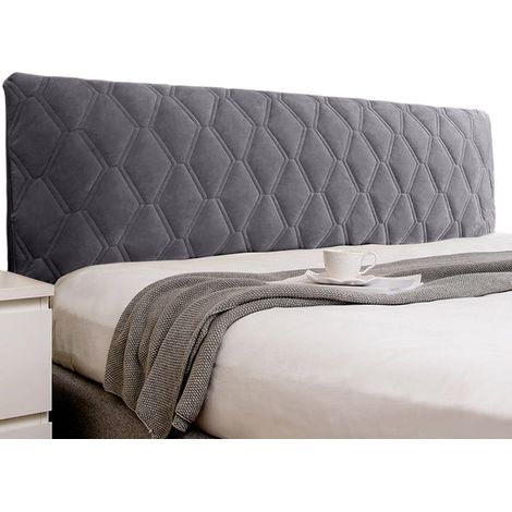 Housse Tête De Lit - 140 cm - Côté Extensible - Lavable Machine - Anti-poussière - Gris Foncé ×1