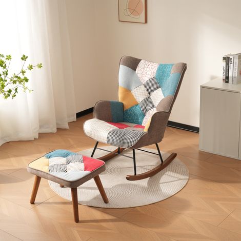 Fauteuils à bascule, fauteuils de loisirs, mouvement avant-arrière, fauteuil avec repose-pieds pour salon (1/5)
