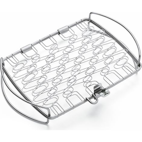 Grille de barbecue double à poisson 21 x 17 cm – Grilles extensibles pour cuisson parfaite – Compatible avec barbecues Weber et autres