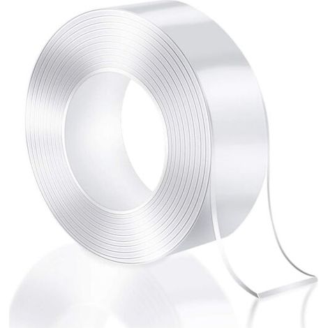Rouleau de ruban adhésif double face transparent nano, disponible en plusieurs longueurs de 1 m. (1/5)