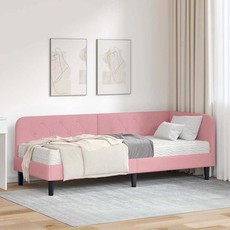 Eckbettgestell Rosa 80 x 200 cm Samt