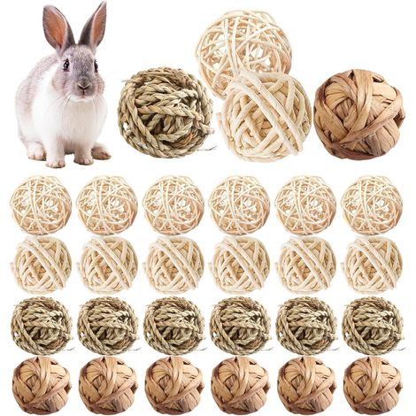 24 Pièces Jouets À Mâcher Pour Petits Animaux, Boules D'herbe À Mâcher, Balles À Mâcher Jouets Mâcher Jouet À Mâcher Jouet Lapin Balles De Jeu Pour Lapins Hamsters Chinchillas Cochons D'Inde Gerbille (1/5)
