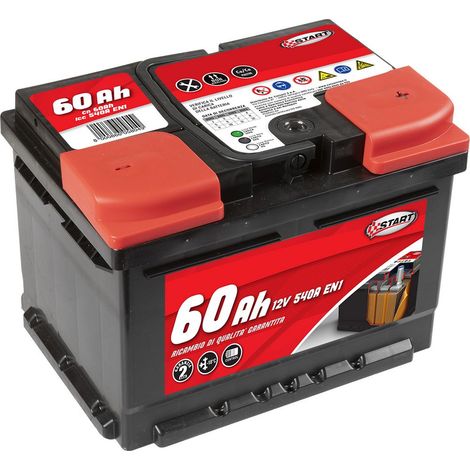 Batteria Auto 60AH 12V 540A polo positivo destro Cassetta L2