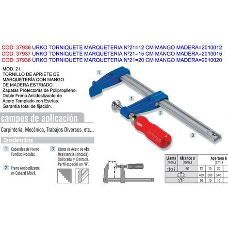 TORNIQUETA MARQUETERIA 21-20CM M/MADERA - 575630