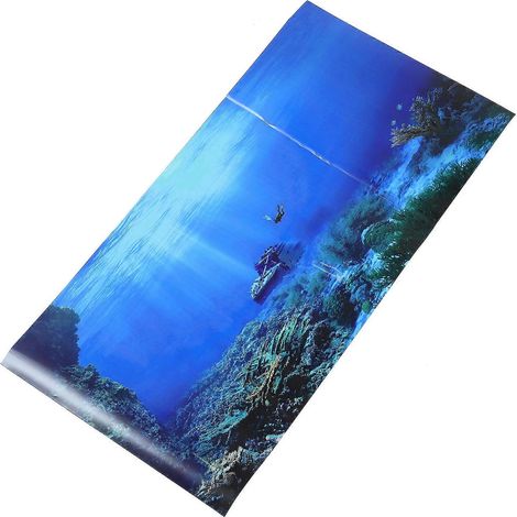 Papier de fond pour aquarium compatible avec décor comprenant un autocollant décoratif pour aquarium (1/5)
