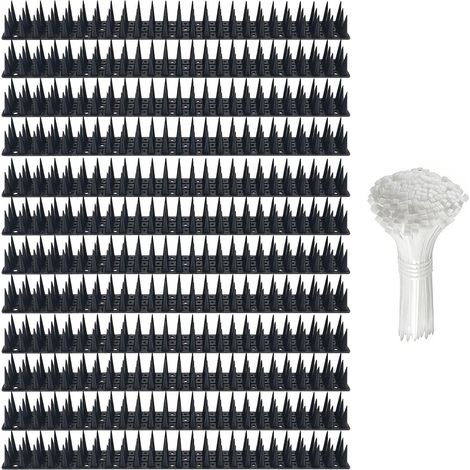 12 Pics Anti Pigeons pour Balcon, Pic Anti Chat - Contient 100 Serre-Câbles en Nylon (2,4 mm de Largeur) - Convient pour Les Murs de Jardin, Autour des Oiseaux, Chats, Chiens (Noir, 33,5 cm). (1/5)