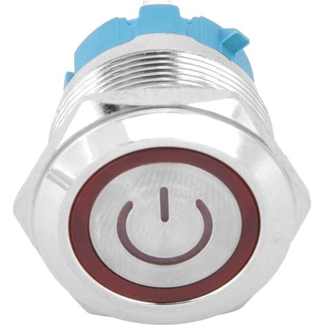 interrupteurs à bouton plat à réarmement automatique IP65 220 V CA 22 mm 4 broches avec voyant (rouge) (1/5)