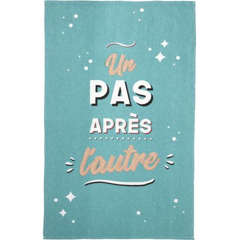 Tapis Déco "Un Pas Après l'Autre" 50x80cm Bleu (1/3)